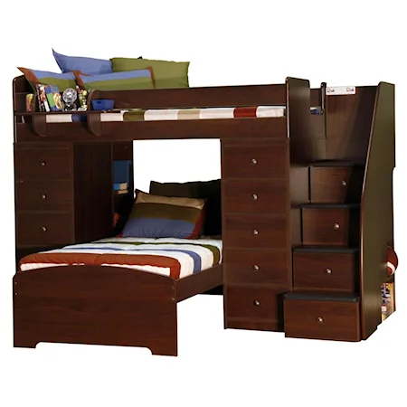 Twin Over Twin Bunk Bed with Two Chests